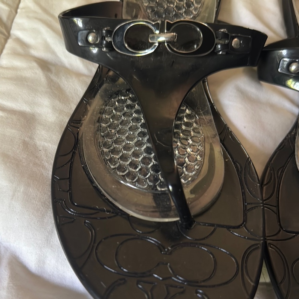 Coach -Elegant Black Sandals with Silver Accents - Picture 4 of 6
